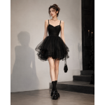 Spring and summer NEW dark department of sweet hot wind sling skirt organza skirt cold French dress female